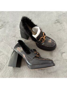 L'artiste Spring Step Tancy Chunky Loafers Heels Shoes Women's 40 US 9 Black